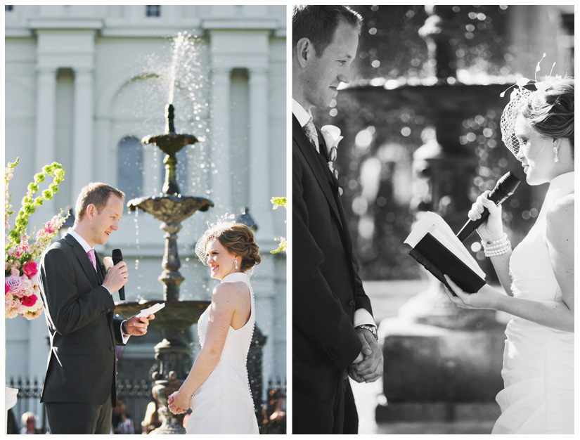 wedding photography of CheyAnne Bradfield and Doug Keese in Jackson Square, Maison Dupuy, and a reception at Bourbon Orleans by New Orleans wedding photographer Stacy Reeves