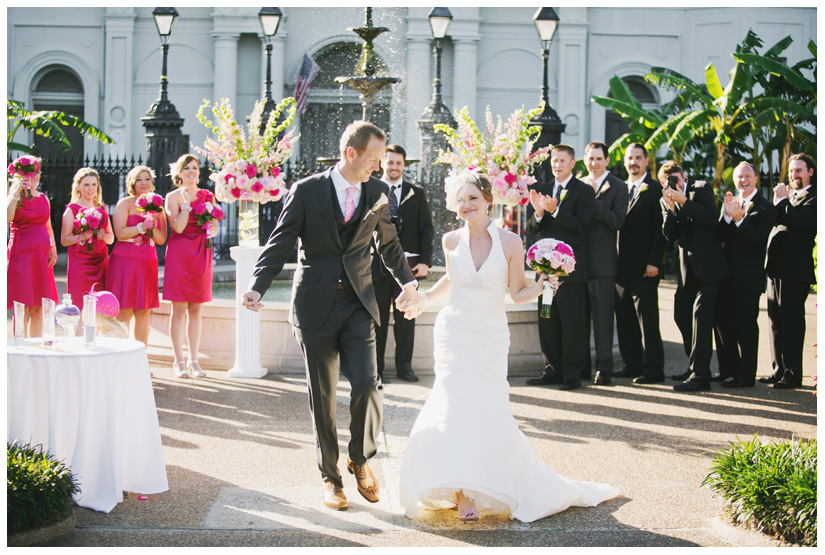 wedding photography of CheyAnne Bradfield and Doug Keese in Jackson Square, Maison Dupuy, and a reception at Bourbon Orleans by New Orleans wedding photographer Stacy Reeves