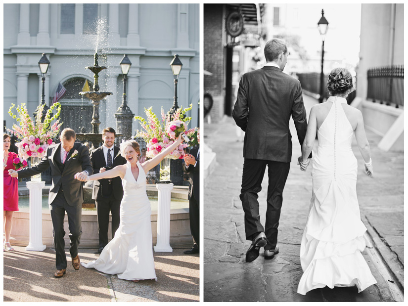 wedding photography of CheyAnne Bradfield and Doug Keese in Jackson Square, Maison Dupuy, and a reception at Bourbon Orleans by New Orleans wedding photographer Stacy Reeves