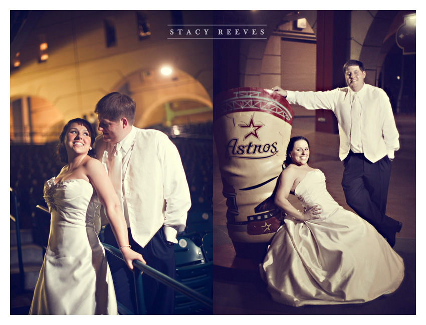 Carrie Alexander and Preston Short at Saint Rose of Lima Catholic Church and Union Station at Minute Maid Paid in Houston by Dallas wedding photographer Stacy Reeves