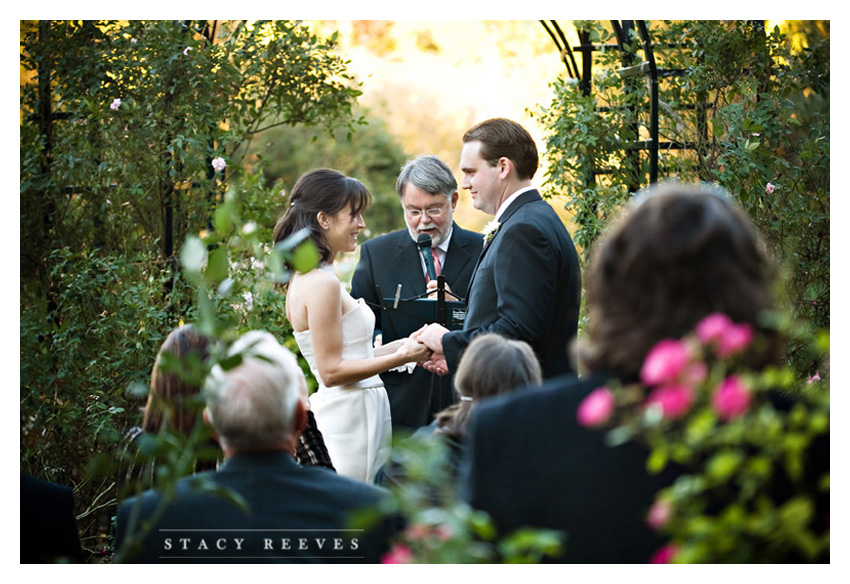 wedding ceremony and reception photos of Jennifer Jenni Neubauer and Cade Lovelace at the Fort Worth Botanical Garden Lower Rose Gardenand the Reata rooftop downtown by Dallas wedding photographer Stacy Reeves