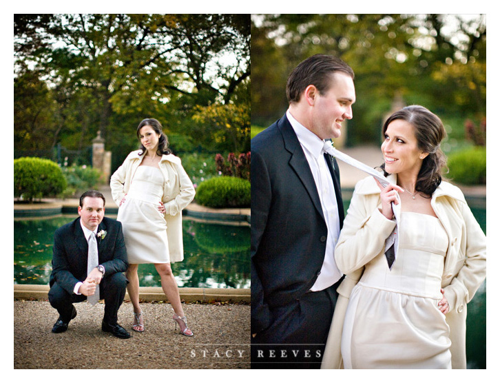 wedding ceremony and reception photos of Jennifer Jenni Neubauer and Cade Lovelace at the Fort Worth Botanical Garden Lower Rose Gardenand the Reata rooftop downtown by Dallas wedding photographer Stacy Reeves