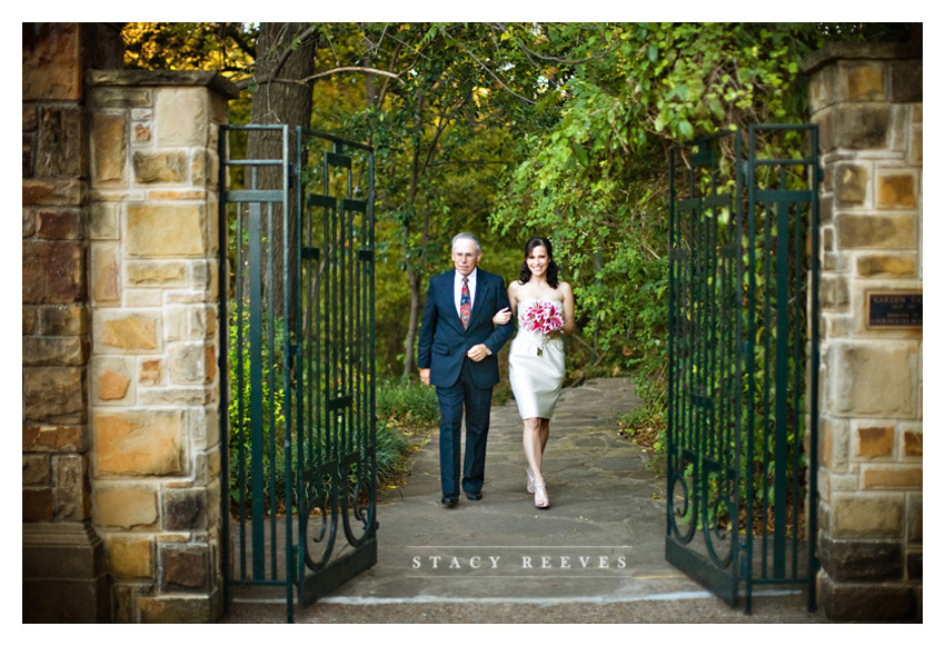 wedding ceremony and reception photos of Jennifer Jenni Neubauer and Cade Lovelace at the Fort Worth Botanical Garden Lower Rose Gardenand the Reata rooftop downtown by Dallas wedding photographer Stacy Reeves